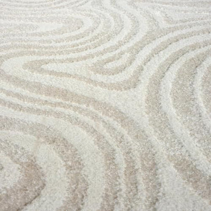 LUXE WEAVERS Geometric Swirl Cream 9x12 Area Rug High Low Modern Carpet