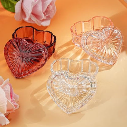 KANPURA Clear Glass Heart-Shaped Jewelry Box, Cute Trinket Box with Lid - color: Clear
