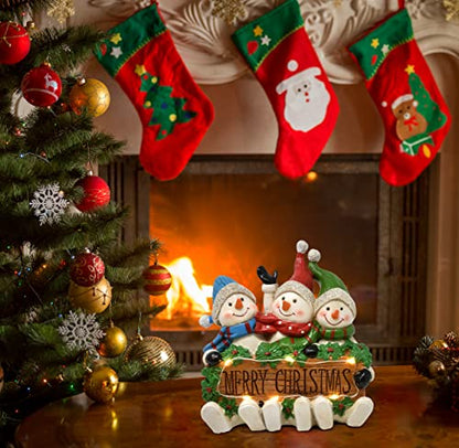 Gift Boutique - Mini Merry Christmas Snowman Trio LED Table Topper Decor