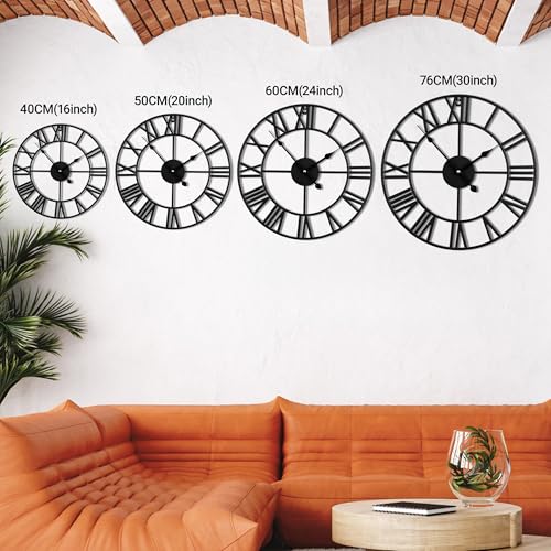 20 Inch Large Wall Clock, Silent Non Ticking, Roman Numerals - size: 20 inches(Medium Wall Clock)
