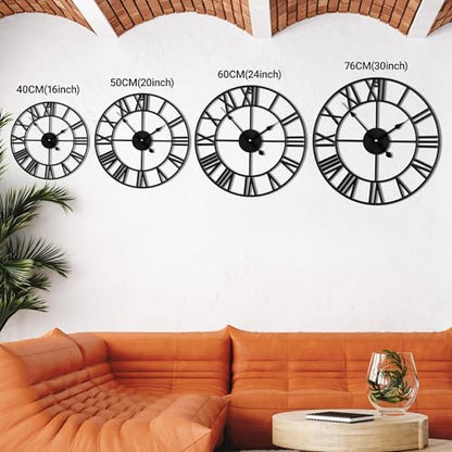30 Inch Extra Large Wall Clock, Silent Non Ticking Roman Numeral - size: 30 inches(X-Large Wall Clock)