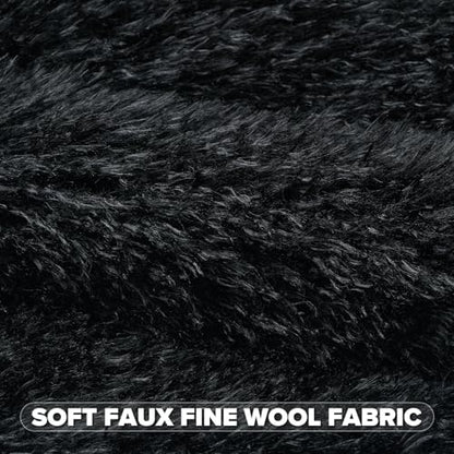 FUTEI Pack of 2 Faux Wool Throw Pillow Covers 18x18 Inch, Black - color: Black