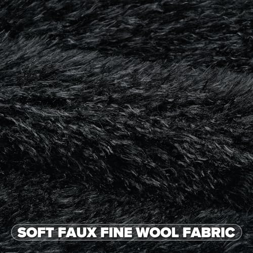 FUTEI Pack of 2 Faux Wool Throw Pillow Covers 18x18 Inch, Black - color: Black
