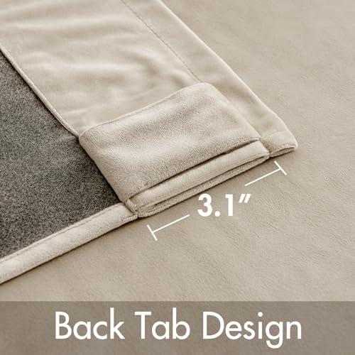 MIULEE Velvet Curtains 52x84 inches 2 Panels Beige Blackout Curtains - color: Beige, size: 52"W x 84"L (Pack of 2)