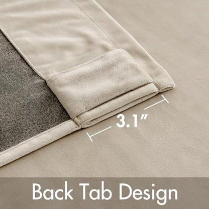 MIULEE Velvet Curtains 52x90 inches 2 Panels Beige Blackout Curtains - color: Beige, size: 52"W x 90"L (Pack of 2)
