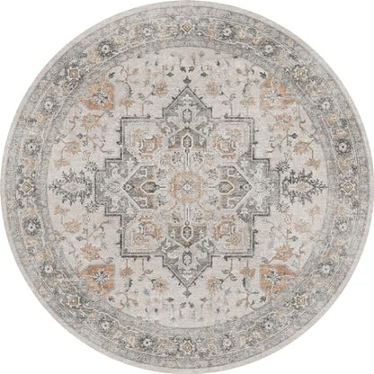 GENIMO 5 Ft Washable Round Area Rugs for Living Room, Light Taupe Brown - color: Light Taupe Brown, size: 5' (Round)