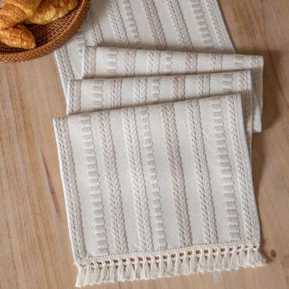 Caflife Light Khaki and Beige Woven Rustic Boho Table Runner 60 Inchs Long - color: Light Khaki, size: 13x60Inch