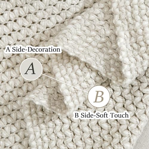 Blagic Wheat Textured Knit Throw Blanket for Couch,Grey and White,60"x80" - color: F-grey & White, size: 60 × 80 in