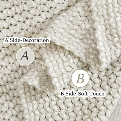 Blagic Wheat Textured Knit Throw Blanket for Couch,Grey and White,60"x80" - color: F-grey & White, size: 60 × 80 in