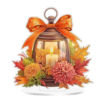 Yunzlly Stand Up Diamond Art Painting Kit, Desktop Gem Painting Ornament Kit for Adults, Tabletop Acrylic Diamond Board Painting (Fall Candle) - color: Fall Candle