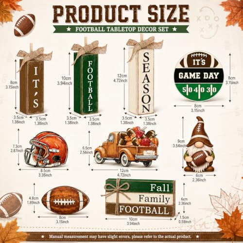 11 Pcs Fall Football Table Decorations Football Tiered Tray Decor - style: Football