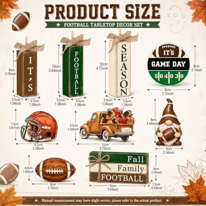 11 Pcs Fall Football Table Decorations Football Tiered Tray Decor - style: Football
