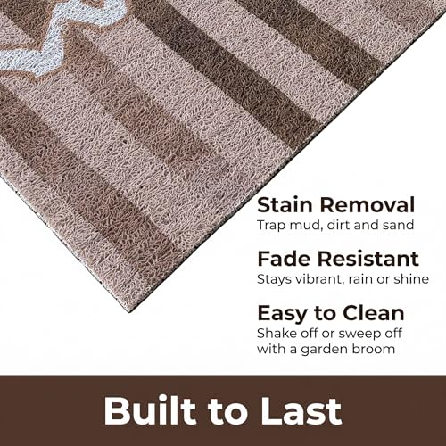 Brown Striped Coil Welcome Mat 20x30 Inch - color: Brown Striped