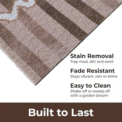 Brown Striped Coil Welcome Mat 20x30 Inch - color: Brown Striped