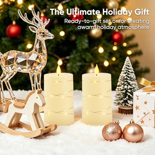 Raycare Ivory Battery Operated Flameless Pillar Candles with Remote Timer - color: 2pc-Ivory