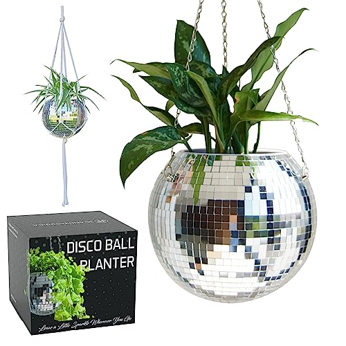 SCANDINORDICA Disco Ball Planter, Value Package, 10-inch Silver - size: 10" Silver