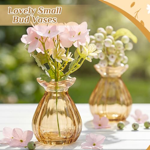 20 Pieces 3.5 Inch Glass Bud Vase Mini, Amber - color: Amber
