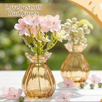 20 Pieces 3.5 Inch Glass Bud Vase Mini, Amber - color: Amber