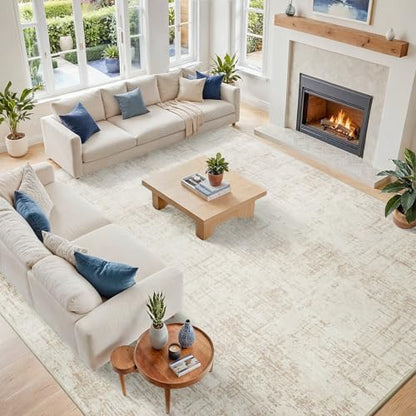 10x12 Area Rug for Living Room Bedroom: Non-Slip Modern Beige White - color: Beige/White, size: 10' x 12' (Rectangular)