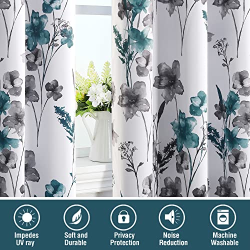 H.VERSAILTEX 100% Blackout Curtains 96 Inches for Living Room, Grey/Teal - color: Grey/Teal, size: 52"W x 96"L (Pack of 2)