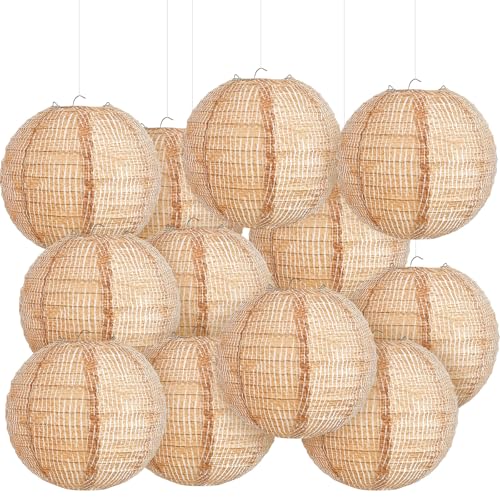 Hortsun 12 Pcs Print Burlap Paper Lanterns Classroom Decor,10 Inch - size: 10 Inch
