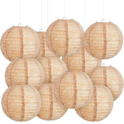 Hortsun 12 Pcs Print Burlap Paper Lanterns Classroom Decor,10 Inch - size: 10 Inch