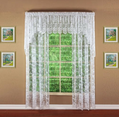 Today's Curtain Floral Vine Lace Swag 38", White, 60W x 38L - color: White, size: 60"W x 38"L (Pack of 1)