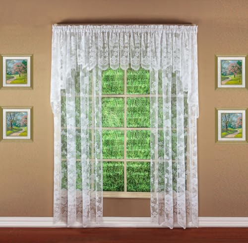 Today's Curtain Floral Vine Lace Panel 84", White, 60W x 84L - color: White, size: 60"W x 84"L (Pack of 1)