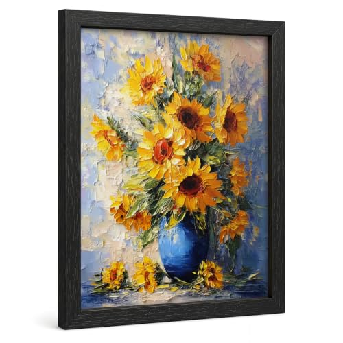 Canvas Wall Art Sunflowers Framed Impressionist Flower Artwork 16x24 Inch - color: 【sunflower flower】, size: 24"L x 16"W