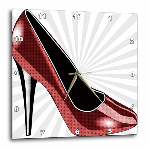 3dRose Wall Clock Silent - 13 inch - Dotted Red High Heel - Fashion - Shoes - Art - PS Creations