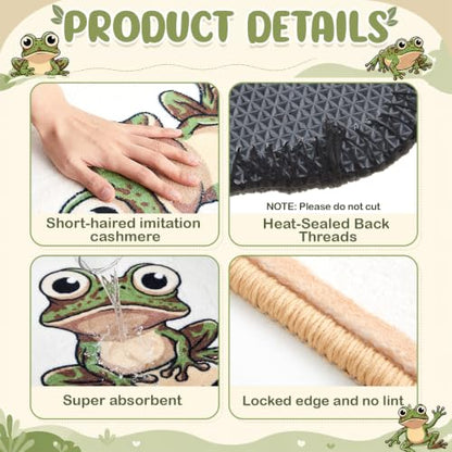 Drydiet U Shaped Toilet Rug Washable Cute Bath Mat 24x20,Frog - style: Frog