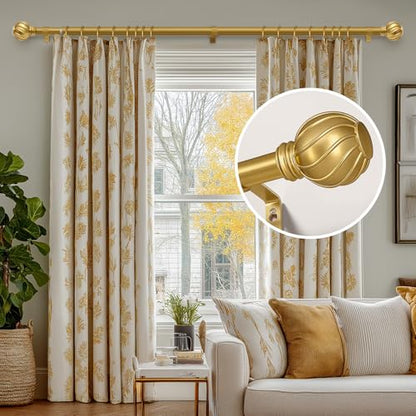 Gold Curtain Rods for Windows 72 to 144 Inch 7/8" Diameter Long - color: Gold, size: 36"-150"|1 Pack