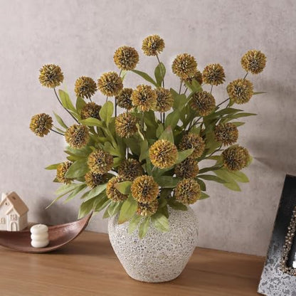 6 Pcs 27"Artificial Fall Pompon Mum Flower Stems for Vase (Autumn Orange) - color: Autumn Orange