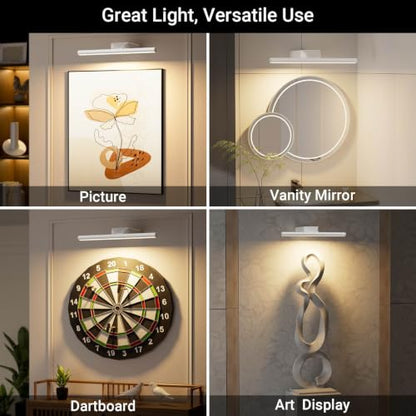 16" Picture Lights for Wall, 10000mAh Rechargeable Wireless Remote - color: White, size: 16inch