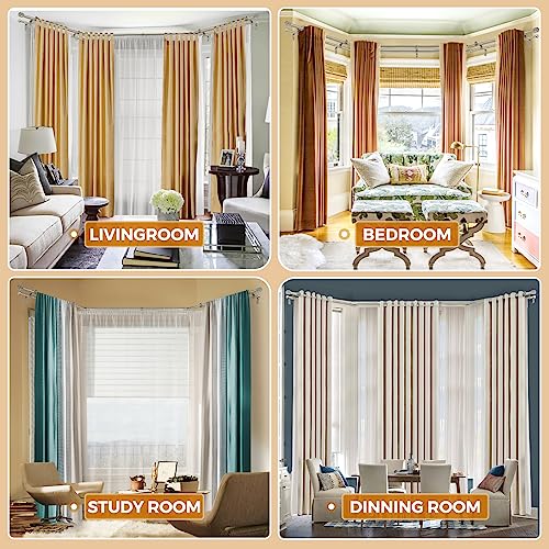 HOTOZON Double Bay Window Curtain Rods 36 to 72 Inches(Center Rod), Silver - color: Antque Silver