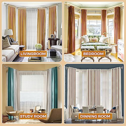 HOTOZON Double Bay Window Curtain Rods 36 to 72 Inches(Center Rod), Silver - color: Antque Silver