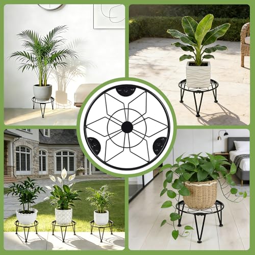 Vigordream Metal Plant Stand Indoor Outdoor Planter Holder (Black, 8 Inch) - size: 8 Inch