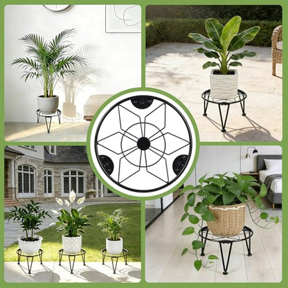 Vigordream Metal Plant Stand Indoor Outdoor Planter Holder (Black, 8 Inch) - size: 8 Inch