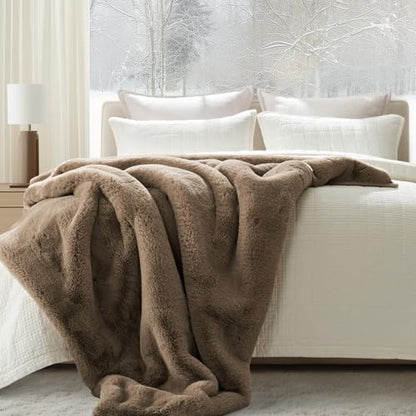 EverGrace Faux Chinchilla Fur Throw Blanket, 60"x80", Tawny Mink - color: Tawny Mink, size: 60"x80"