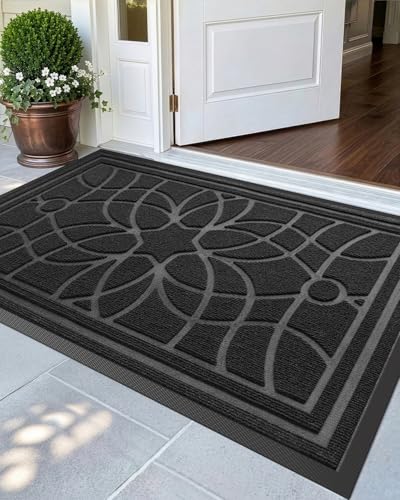 DEXI Front Door Mat Outside Entrance 32x48, Heavy Duty Non Slip, Black - color: Black, size: 32" X 48" (Rectangular)