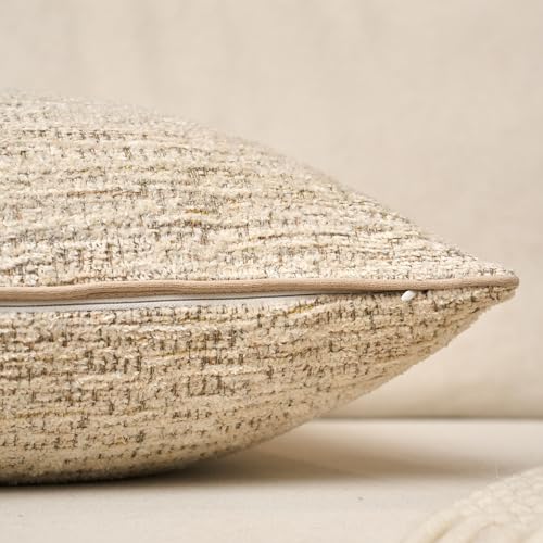 Yangest Chenille Pillow Cover 18 x18 Inches, Thick Textured Square Throw Pillow Cover Farmhouse Modern Soft Accent Couch Neutral Pillow Cover for Living Room Bedroom, Beige - color: Beige, size: 18" x 18" (Pack of 1)