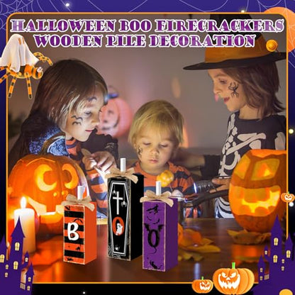 Britimes Witch Tiered Tray Signs, Rustic Firework, 3 Pack, Wooden - style: Halloween Boo
