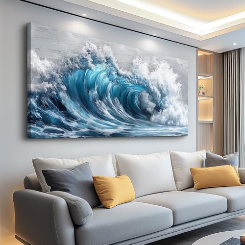 ZUITINGHUA Large Wall Decor For Living Room Canvas Wall Art For Office Modern Wall Decorations For Bedroom Ocean Waves Landscape Painting Black And White Pictures Artwork Room Home Decor 24x48 In - color: Ocean Wave, size: 48"L x 24"W