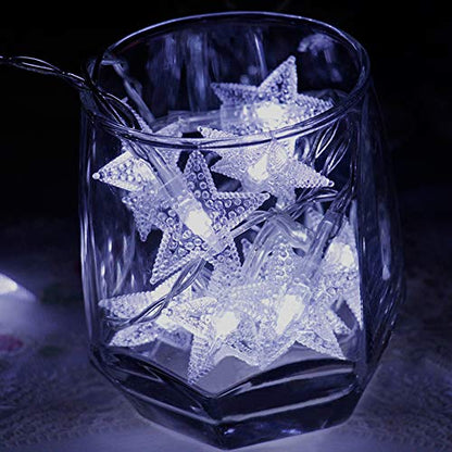 Twinkle Star 100 LED Star String Lights Plug in 33FT, White - color: White, size: Star lights - 49 ft