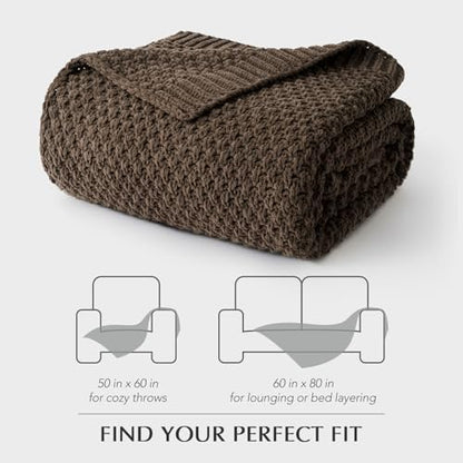 EVERGRACEHOME Chunky Chenille Knit Throw Blanket, 60 x 80, Cocoa Brown - color: Cocoa Brown, size: 60" X 80"