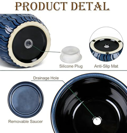 Ceramic Plant Pots, Modern Flower Pots, Small Plant Pots 4.5+5.5inch - color: Blue