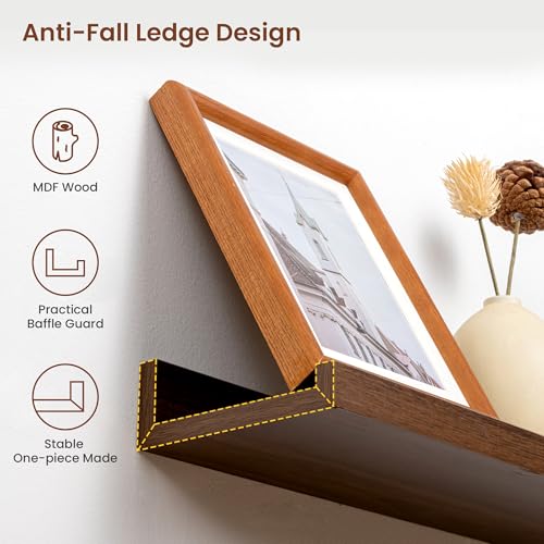 Axeman Picture Ledge Shelf, 36 Inch Walnut Floating Shelves Set of 4 - color: Walnut, size: 36 Inch