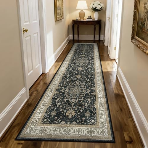 RELEANY Washable Vacuum-Friendly Area Rugs Runner 2'x8' Black/Vintage - color: Black/Vintage, size: 2' x 8' (Rectangular)