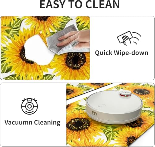MAYHMYO Sunflower Kitchen Decor Mat Set, 2PC Kitchen Mats, Anti Fatigue - color: Sunflower