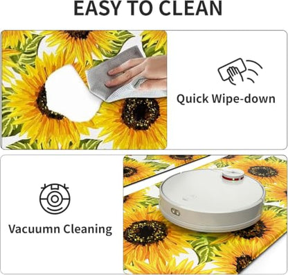 MAYHMYO Sunflower Kitchen Decor Mat Set, 2PC Kitchen Mats, Anti Fatigue - color: Sunflower